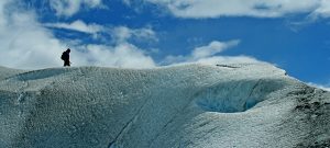 Walking on a glacier