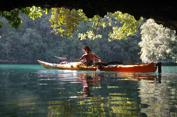 Paddling in Palau.