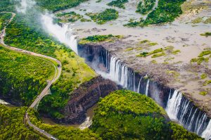 Victoria Falls (Tokaleya Tonga: Mosi-oa-Tunya, "The Smoke that Thunders") is a waterfall in southern Africa on the Zambezi River at the border between Zambia and Zimbabwe.