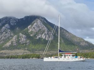 Sail boat travels through the Canadian Galapagos