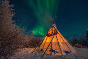 teepee tepee churchill manitoba Indigenous First Nations tribe Cree elders Metis northern lights aurora borealis