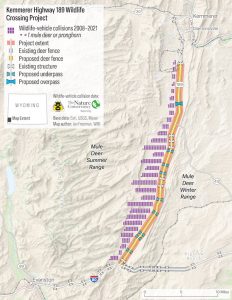 Map of the HWY189 South Kemmerer Wildlife Crossing Project