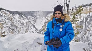 yellowstone winter woman travel